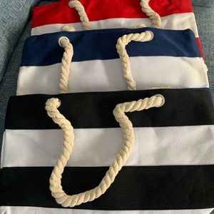Brand new Tote Bags x 3 (comes in red/navy blue & black stripes)